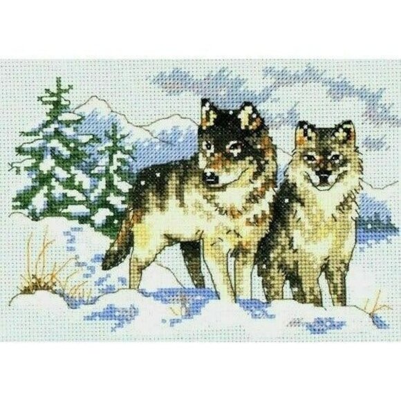 Cross Stitch Kit Dimensions A Pair Of Wolves Counted 6800 Winter Snow 7 x 5 AIDA - Picture 5 of 6